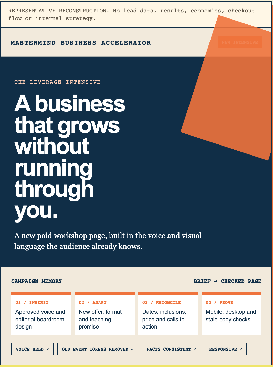 The Page That Remembered the Last One for Mastermind Business Accelerator